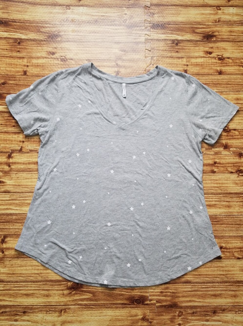 Z Supply Gray Star Print Relaxed V-Neck T-Shirt Top XL Casual Lounge